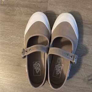 Vans Grey and White Mary Jane Sneakers